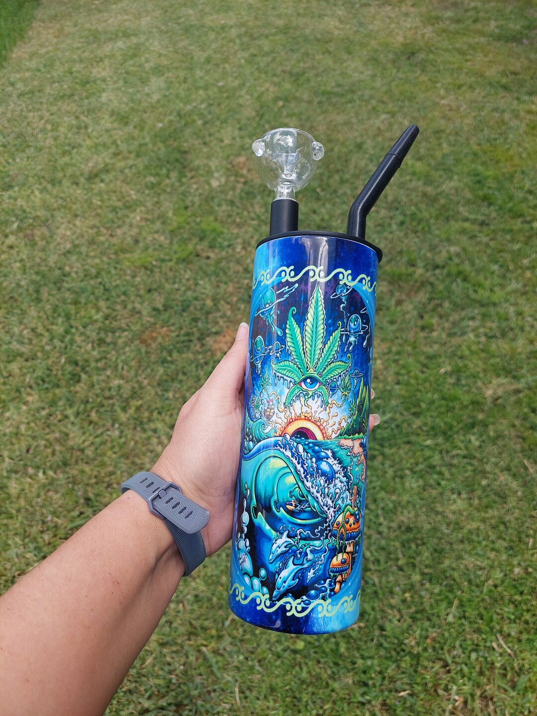 Hookah Tumbler Blue Swirl Marijuana Cold Smoke Sublimation Etsy