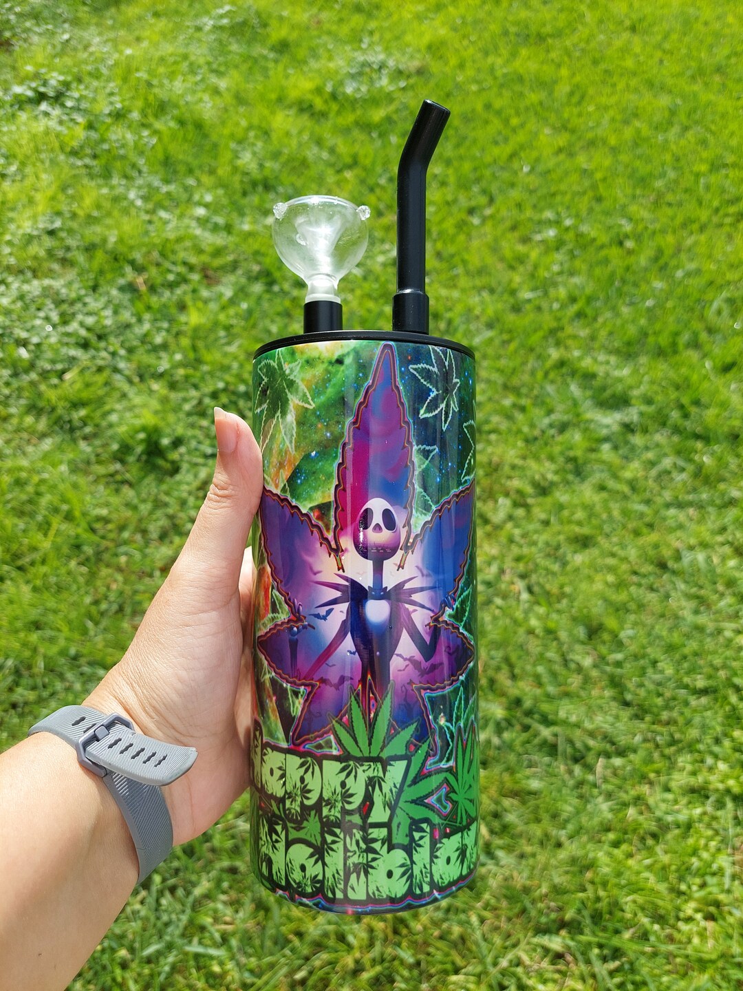 Hookah Tumbler With Jack Skellington Marijuana Design Etsy