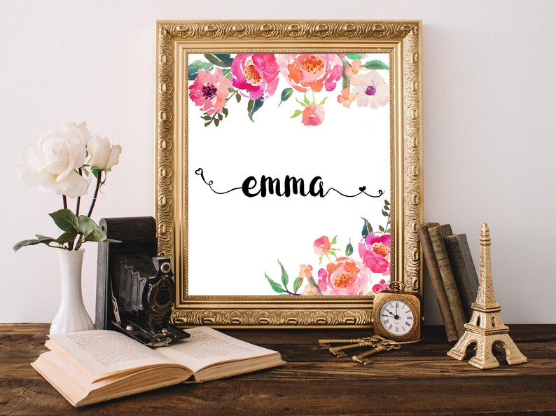 Emma Custom Baby Girl Name Sign Printable Wall Art Nursery Etsy