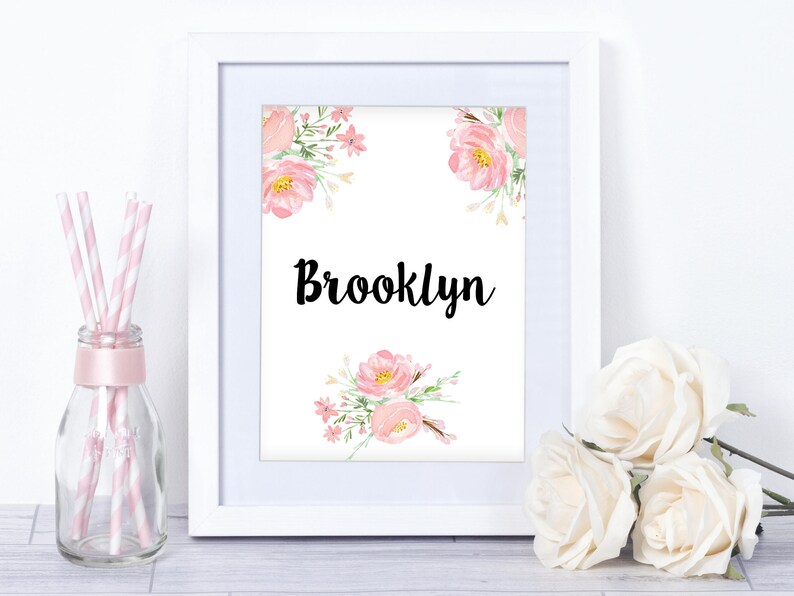 Brooklyn Custom Baby Girl Name Sign Printable Wall Art Etsy