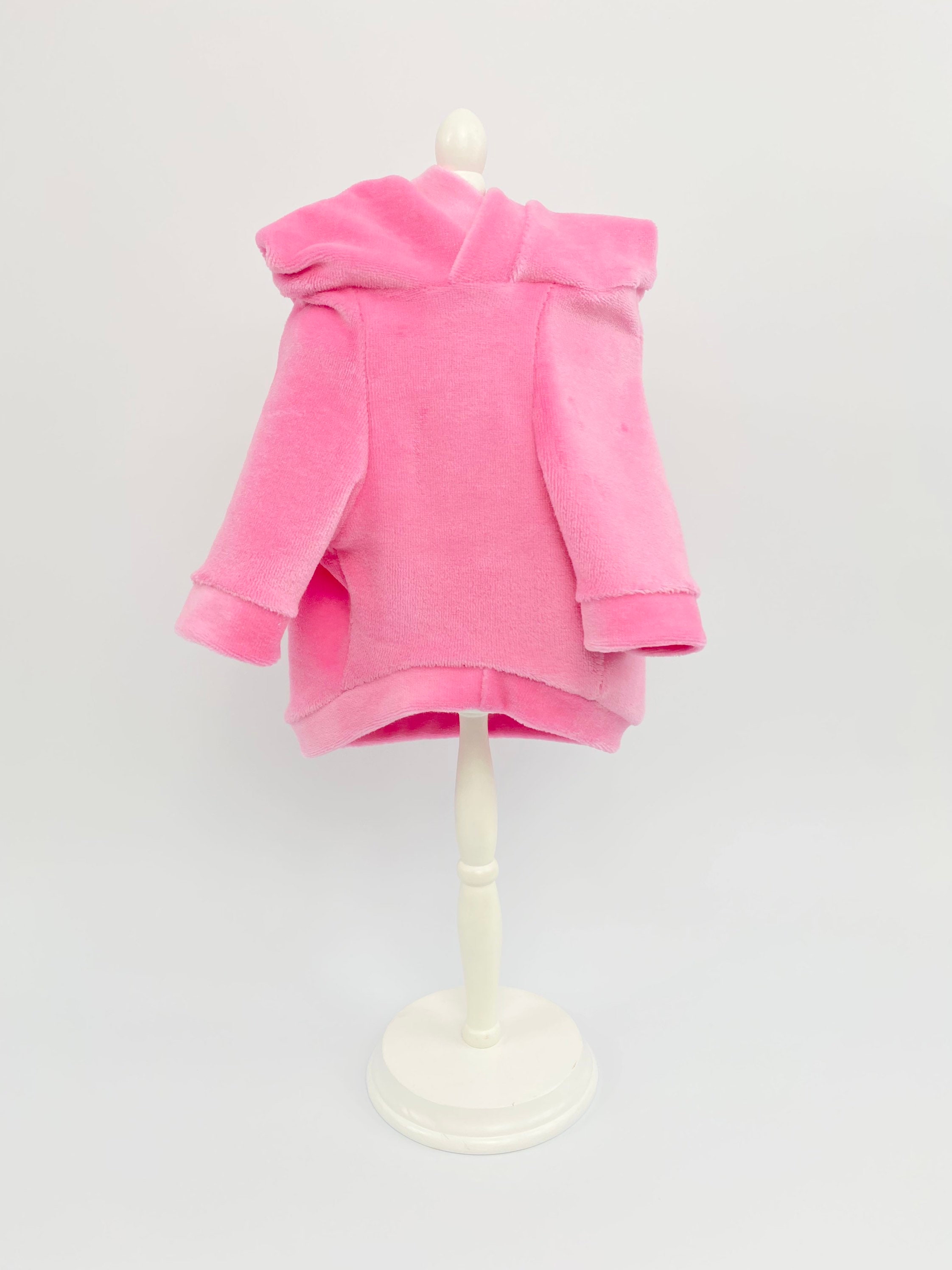 Bubble Gum Pink Velour Hoodie Pour Chiens, Coton Biologique