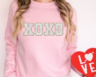 Chenille Letter Sweatshirts XOXO, Valentines Sweatshirt