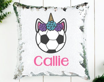 soccer sequin pillow