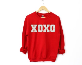 Chenille Letter Sweatshirts XOXO, Valentines Sweatshirt