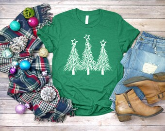 Whimsical Christmas Shirt, Christmas Trees Women's Shirt, Holiday Shirt for Women, Merry Christmas Shirt