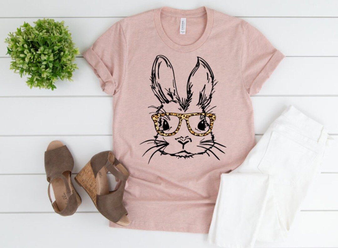 Easter Bunny With Glasses Easter Shirt for Her Women's - Etsy