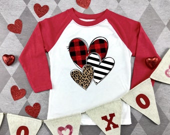 Girls Valentine Sweatshirt, Leopard and Buffalo Plaid LOVE Shirt, Valentines Day Shirt, Love Shirt