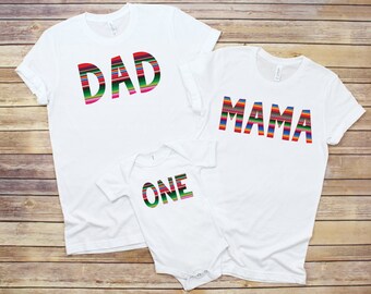 First Birthday Fiesta, Serape ONE, Matching Fiesta Birthday Shirts, Uno Birthday