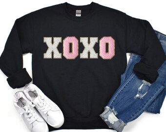 Chenille Letter Sweatshirts XOXO, Valentines Sweatshirt