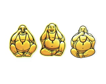 See no, hear no, speak no evil buddha stickers