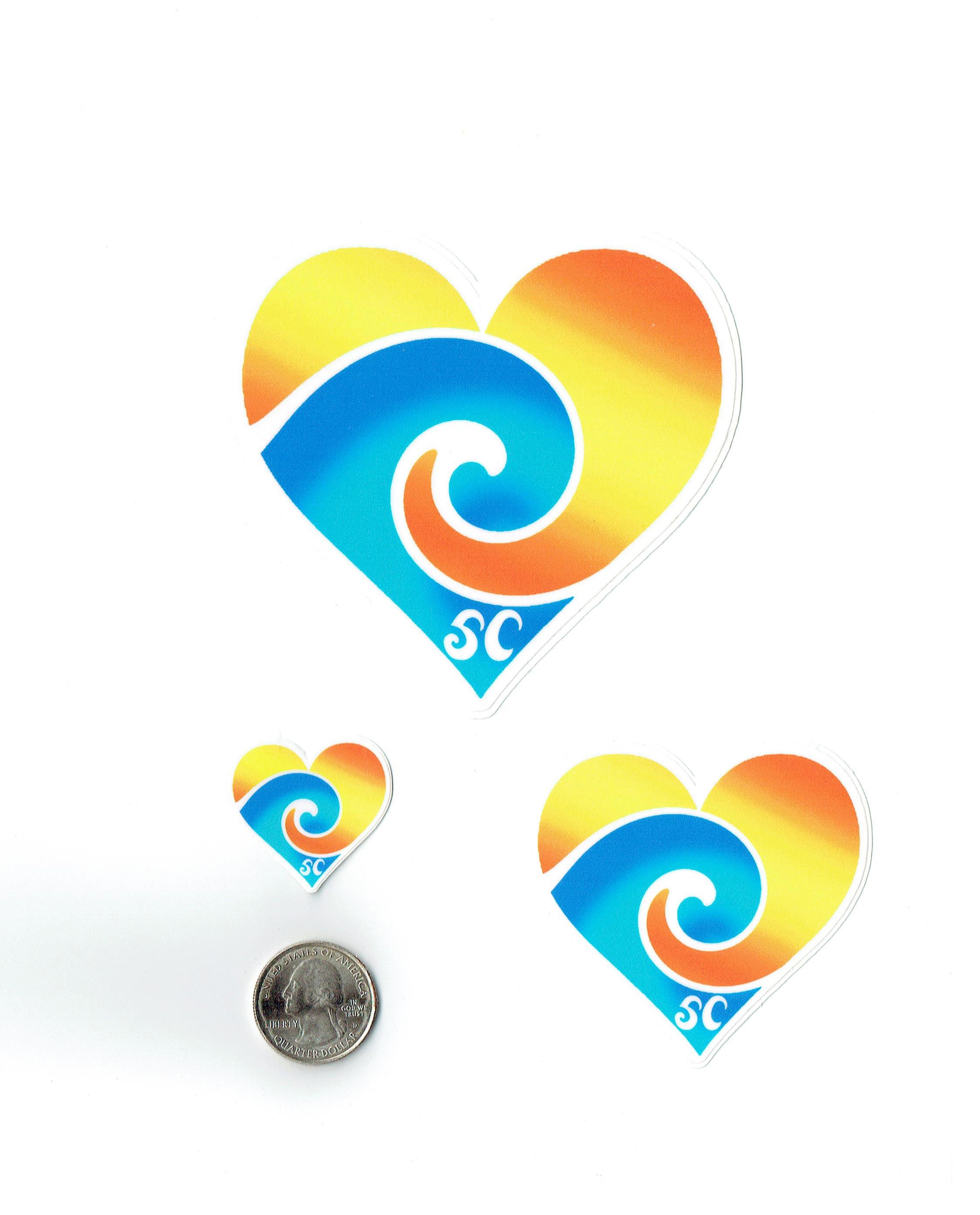 Heart Wave Sunset Sticker - Etsy