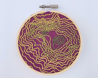 Mount Rainier National Park - Washington State - Embroidered topographic Map - 4” hoop