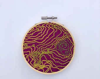 Mount Baker National Park - Washington State - Embroidered topographic Map - 4” hoop