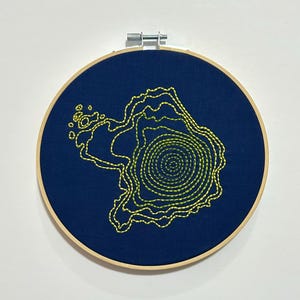 Wizard Island in Crater Lake National Park Oregon Embroidered Map