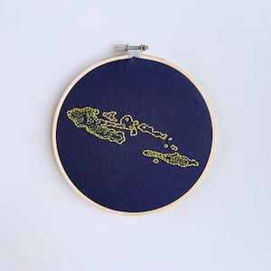 Stuart Island in the San Juan Islands - Washington State - 7” Embroidered topographic map