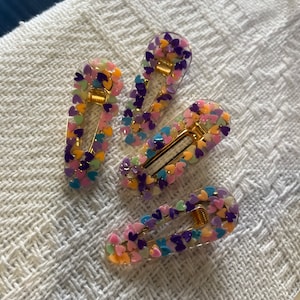 Dark Pastel Heart Hair Clips