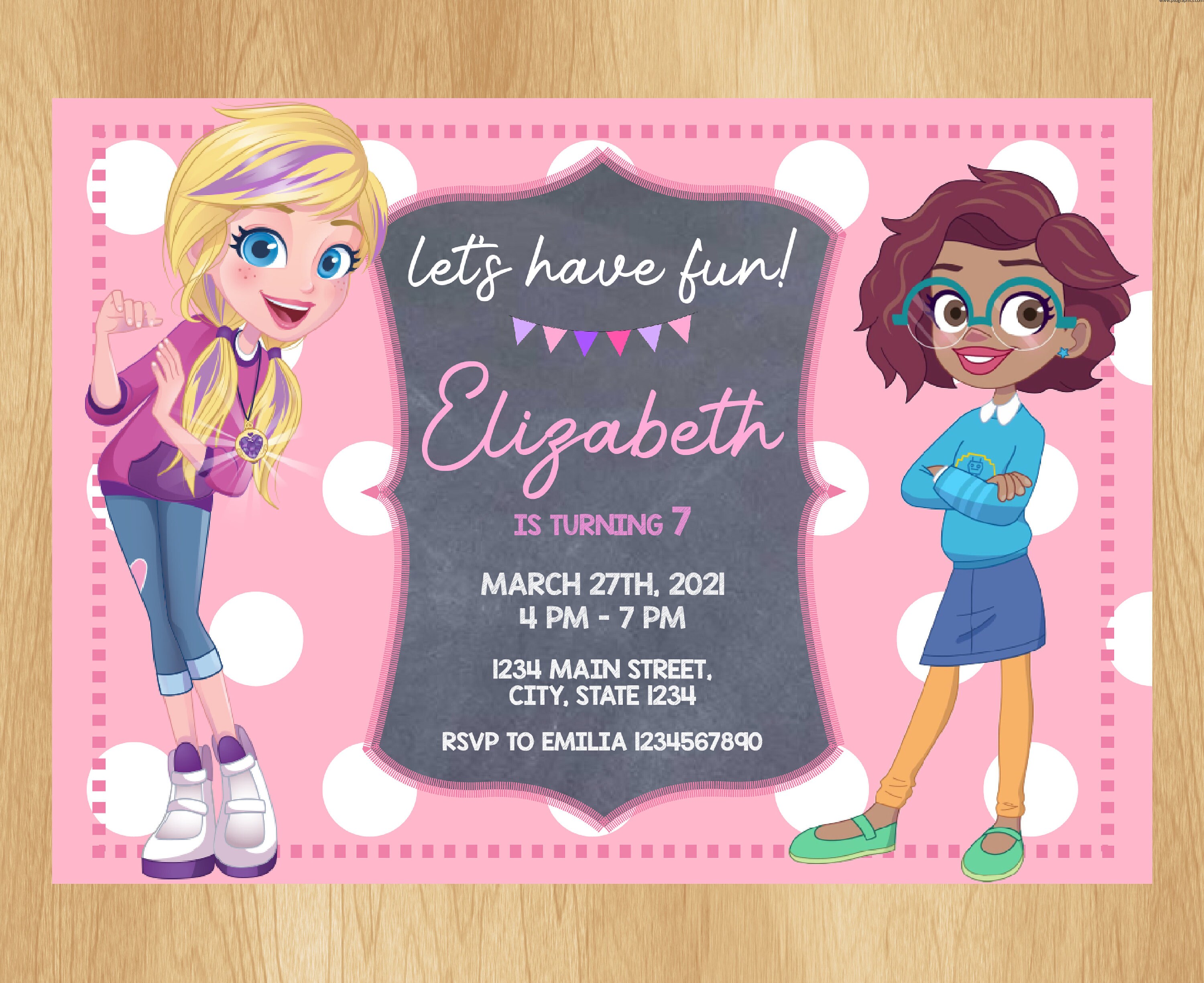Polly pocket Invitation Polly pocket Invite Polly pocket Etsy