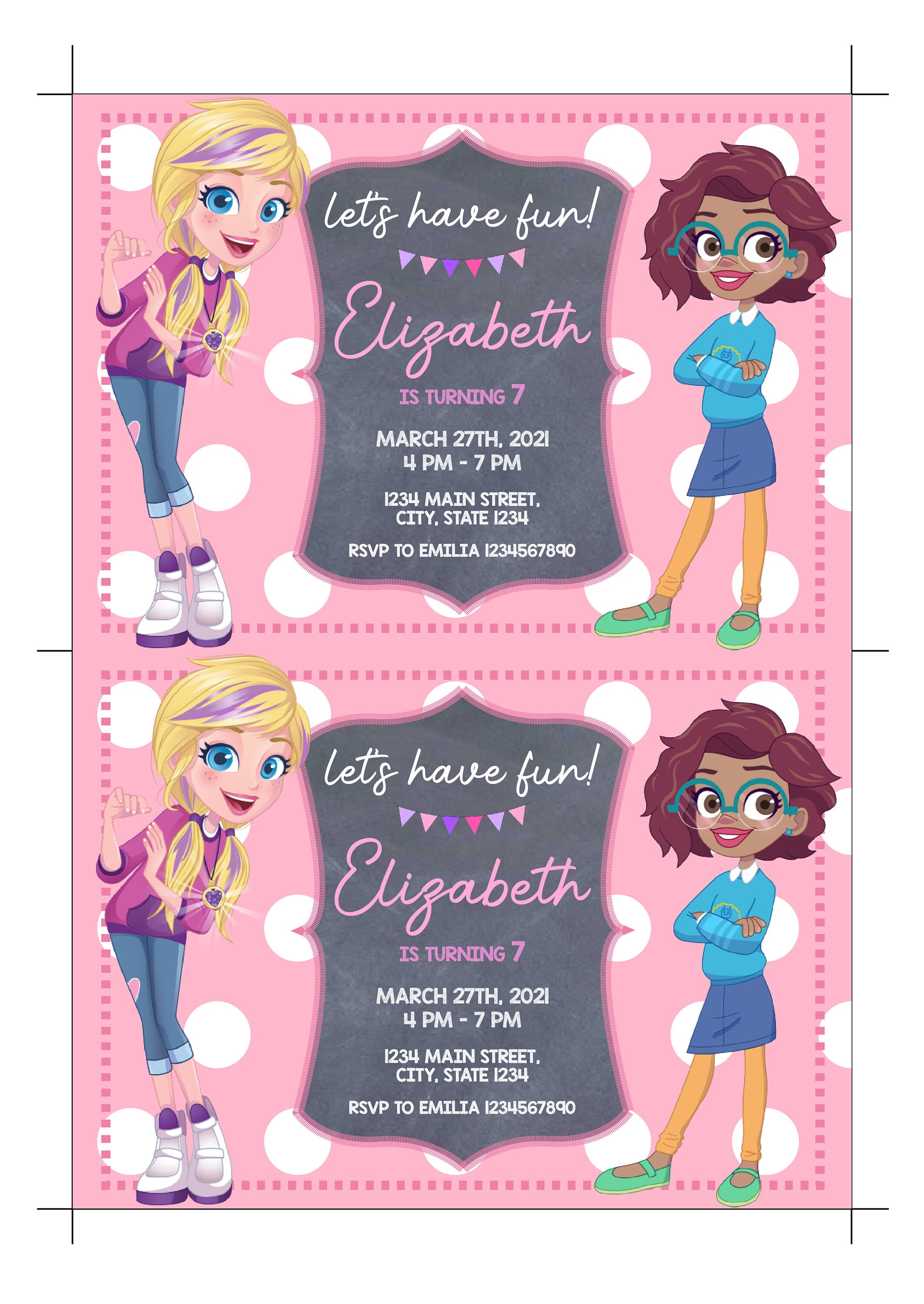 Polly pocket Invitation Polly pocket Invite Polly pocket Etsy