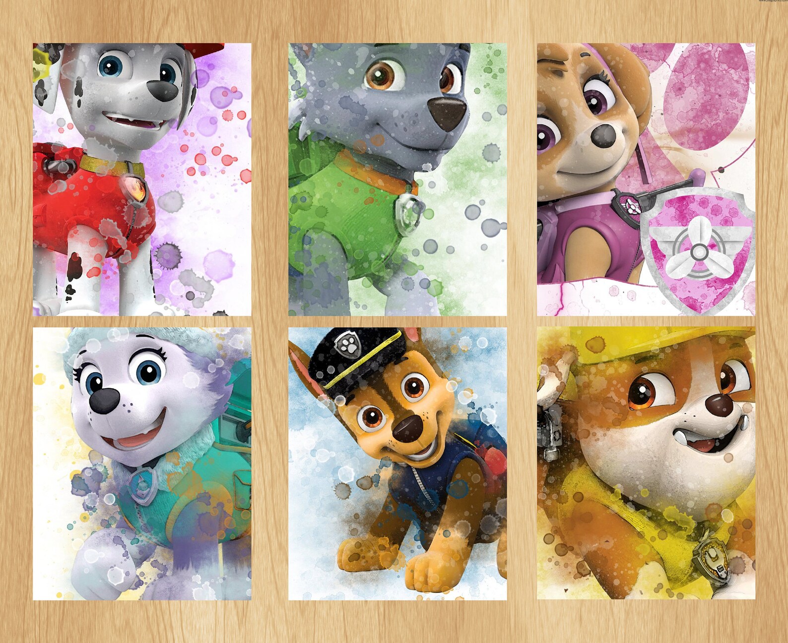 Set Of 6 Paw Patrol Watercolor Print Paw Patrol nurseryPaw | Etsy