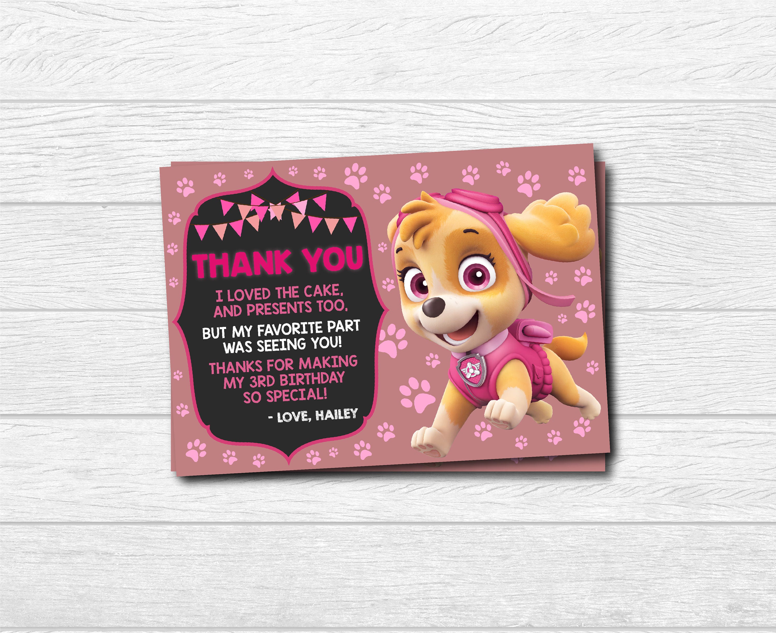 Skye Printed Thank You Card Paw Patrol Thank You Card Skye | Etsy