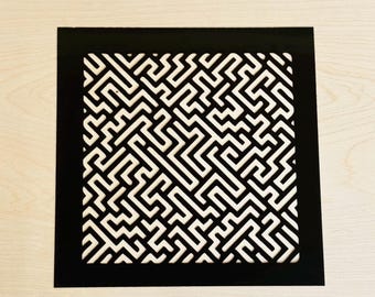 Plantilla de plástico Mylar con patrón de mosaico azteca para manualidades, blanqueamiento y pintura