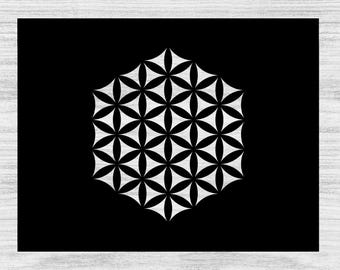 Plantilla de la Flor de la Vida: Geometría Sagrada Hexagonal, Plástico Mylar