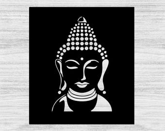 Plantilla de plástico Mylar con forma de cabeza de Buda para manualidades, blanqueamiento, pintura, pintura en aerosol y aerógrafo.