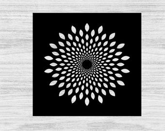 Plantilla de plástico de girasol de Fibonacci para manualidades, blanqueamiento, pintura, pintura en aerosol y aerógrafo.