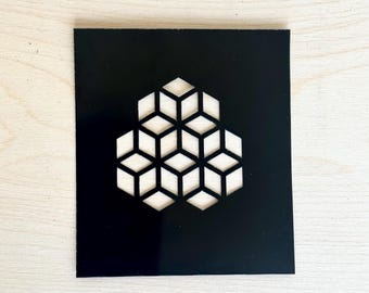 Plantilla de geometría sagrada de Tetra Cubes para manualidades, blanqueamiento y pintura