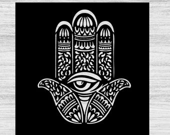 Plantilla de plástico Mylar de mano de Hamsa para manualidades, blanqueamiento, pintura, pintura en aerosol y aerógrafo.