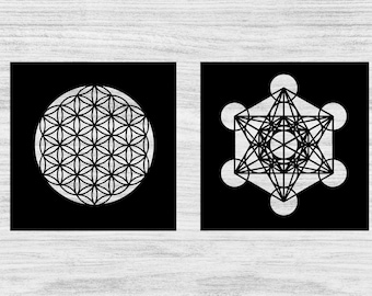 Juego de plantillas de la Flor de la Vida y el Cubo de Metatrón, plástico Mylar