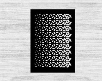 Plantilla de plástico Mylar con patrón geométrico descolorido para manualidades, blanqueamiento, pintura, pintura en aerosol y aerógrafo.