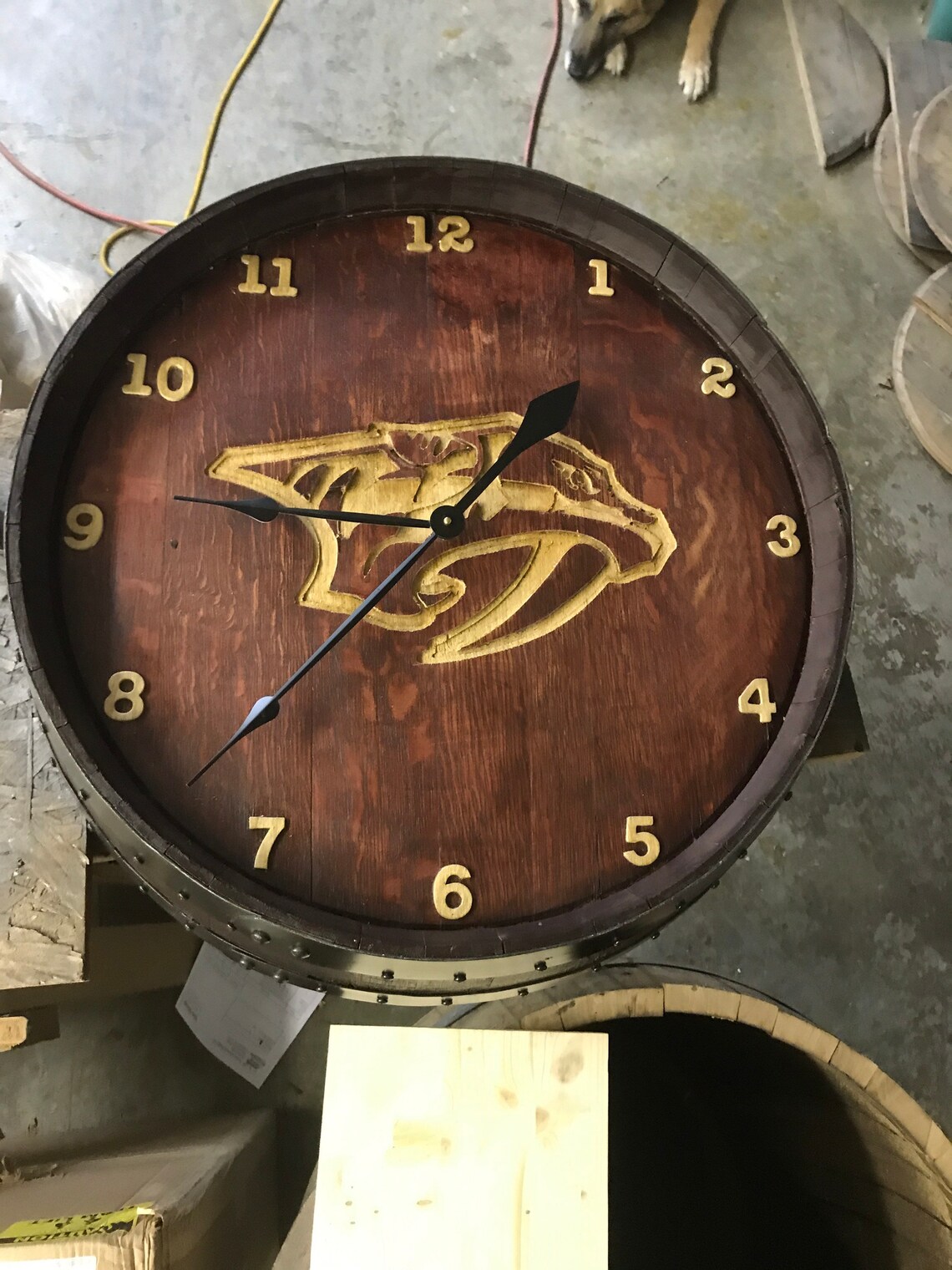 Bourbon Barrel Head Wall Clock Etsy