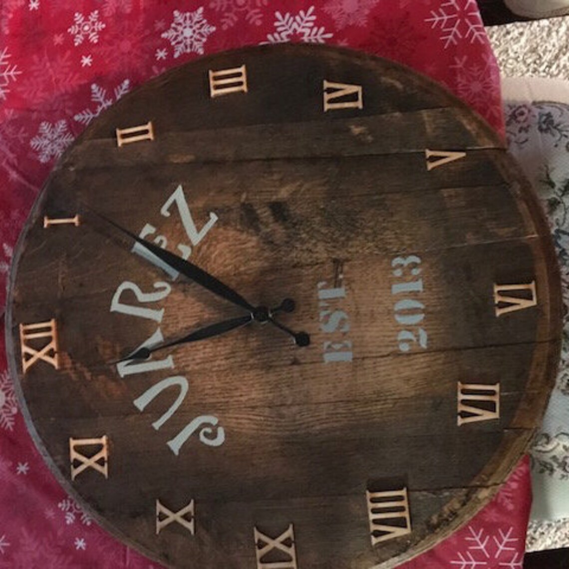 Bourbon Barrel Head Wall Clock Etsy
