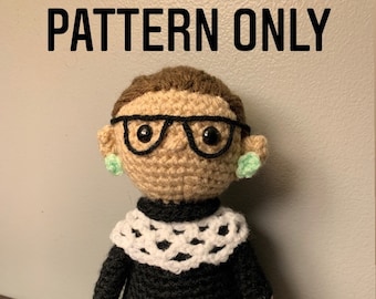 Muñeca de crochet de Ruth Bader Ginsburg - SOLO PATRÓN