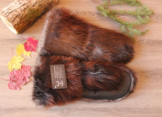 real fur mittens