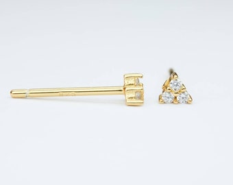 1 paire de boucles d’oreilles délicates-boucles d’oreilles délicates-925 argent-plaqué or-mini boucles d’oreilles-petit triangle argenté-minimaliste-géométrique