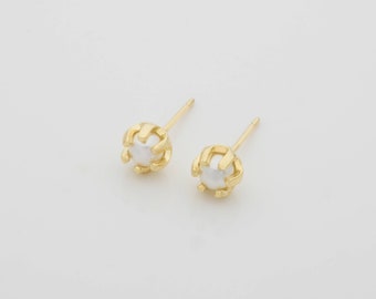 1 pair of elegant stud earrings-925 silver-gold-plated-pearl-pearl stud earrings