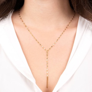 Necklace noble-stacking chain-chunk chain-stainless steel-gold-rose gold-plated-jewelry trend-lariat chain-Y chain-layer chain-modern necklace image 3