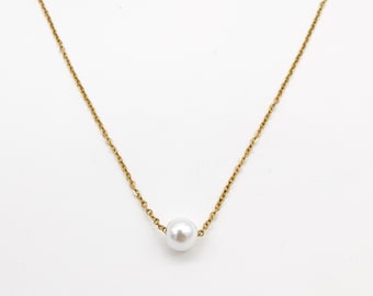 Fijne ketting met parel//parelketting//pareljuwelen//bruidsjuwelen//edel//elegant//eenvoudig//minimalistisch//stapelketting//gelaagde ketting
