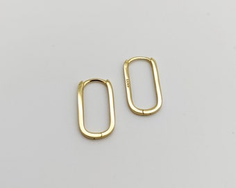 1 pair of hoop earrings//hoop earrings//paperclip hoop earrings//noble//elegant//stainless steel//gold-plated//oval//paperclip earrings//noble//925 silver