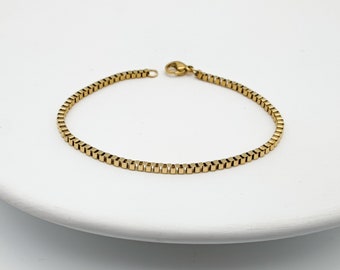 Simple link bracelet//box chain bracelet//stainless steel//gold plated//noble//elegant