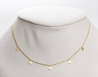 Collana con disco delicato - semplice - minimalista - argento sterling 925 - oro rosa - placcato oro