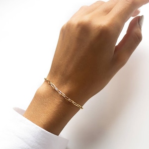 Trendy bracelet simple, anchor chain-anchor bracelet-paper clip bracelet-paper clip bracelet-stainless steel-gold-plated-paperclip-bicycle braclet