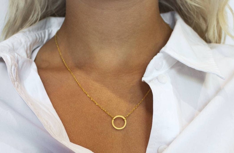 Collana delicata - filigrana - semplice - cerchio - acciaio inossidabile - argento - oro - oro rosa - placcata oro - minimalista - geometrica immagine 4