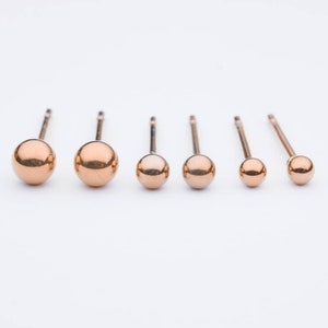 1 Paar Ohrstecker, Rosegold, Edelstahl, vergoldet, minimalistisch, Perlenohrstecker, Kugel Bild 1