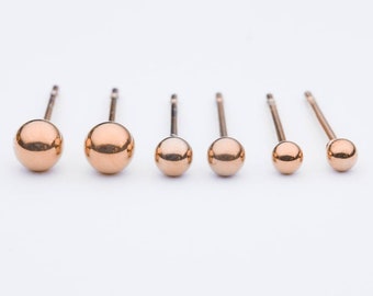 1 Paar Ohrstecker, Rosegold, Edelstahl, vergoldet, minimalistisch, Perlenohrstecker, Kugel