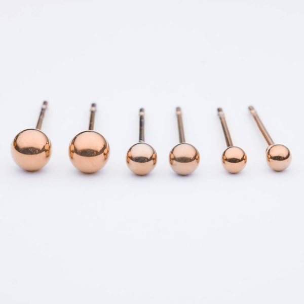 1 Paar Ohrstecker, Rosegold, Edelstahl, vergoldet, minimalistisch, Perlenohrstecker, Kugel