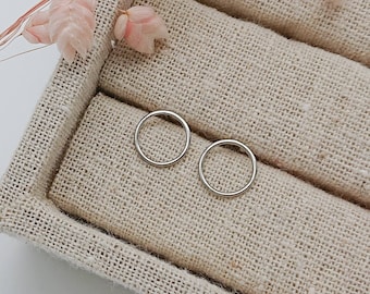 1 pair of simple circle stud earrings-stainless steel-geometric-minimalist