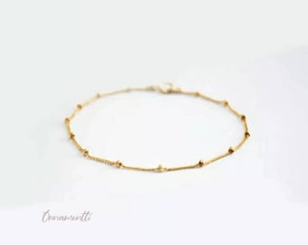 Zartes Kugelarmband-Perle-schlicht-minimal-Edelstahl-Silber-Gold-Rosegold-schlichtes Armband-Satellitenarmband